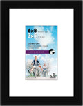 Americanflat 6x8 Picture Frame with Shatter-Resistant Glass - Use as 3x5 Frame with Mat or Display 6x8 Photo Without Mat - Signature Collection - Picture Frames for Tabletop and Wall Display - Black