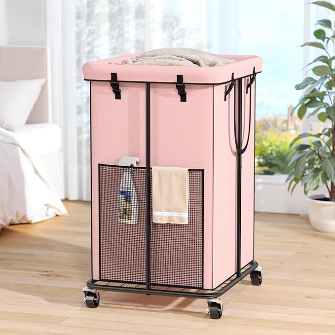 Laundry Hamper with Wheels, 150L Rolling Laundry Basket with Bag & Handles by OLLDIDE