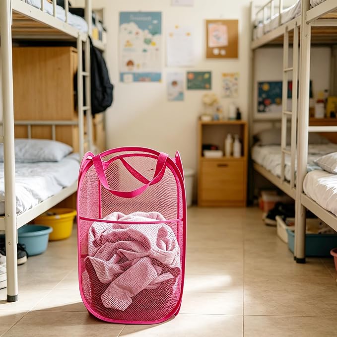 Larpur Popup Laundry Basket, Collapsible Portable Mesh Clothes Washing Laundry - Image 7