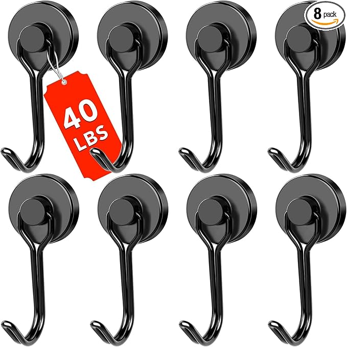 DIYMAG Magnetic Hooks, 40LBS Heavy Duty 8 Pack 2026 Cruise Ship Essentials by DIYMAG