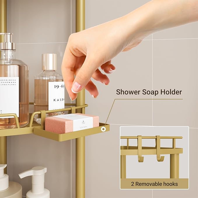 ELYKEN Corner Shower Caddy Standing, 3 Tier Metal Shower Organizer - Image 4