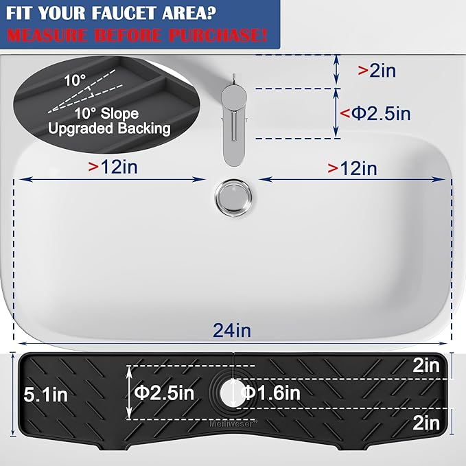 Faucet Mat for Kitchen Sink – 24” x 5.1” Extra-Long Silicone Splash Guard - Image 2
