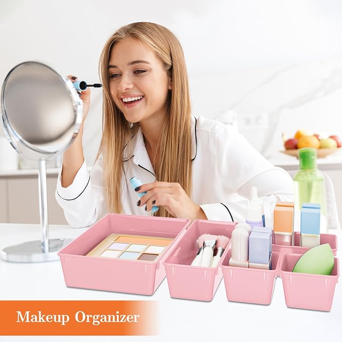SpaceHacks 25 PCS Plastic Drawer Organizer, 4-Size Versatile Organizer Trays & - Image 5