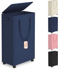 Slim Laundry Hamper with Wheels, 20 Gal Rolling Laundry Basket with lid and by Vincona