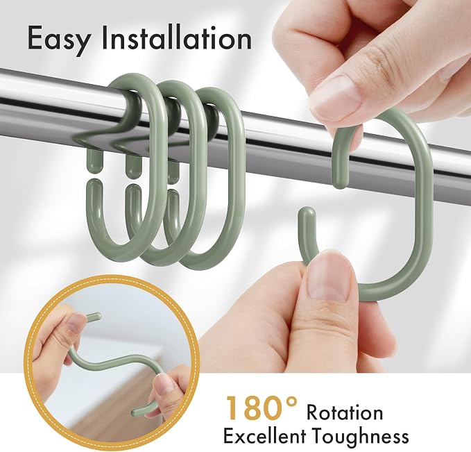 Amazer Shower Curtain Hooks Rings, Plastic Shower Curtain Hooks - Image 3