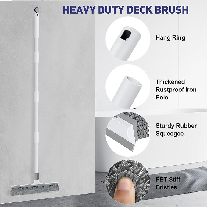 Yolaist 60 inch Long Handle Floor Scrub Brush, 2 in 1 Heavy Duty Hard Bristle - Image 6
