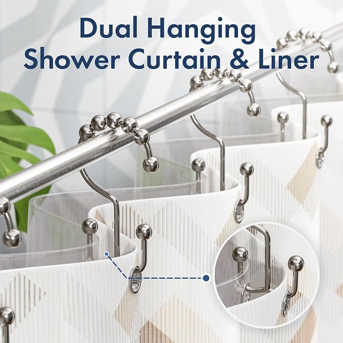 Bathway Shower Curtain Hooks Nickel Shower Curtain Rings, Metal Shower Hooks - Image 3