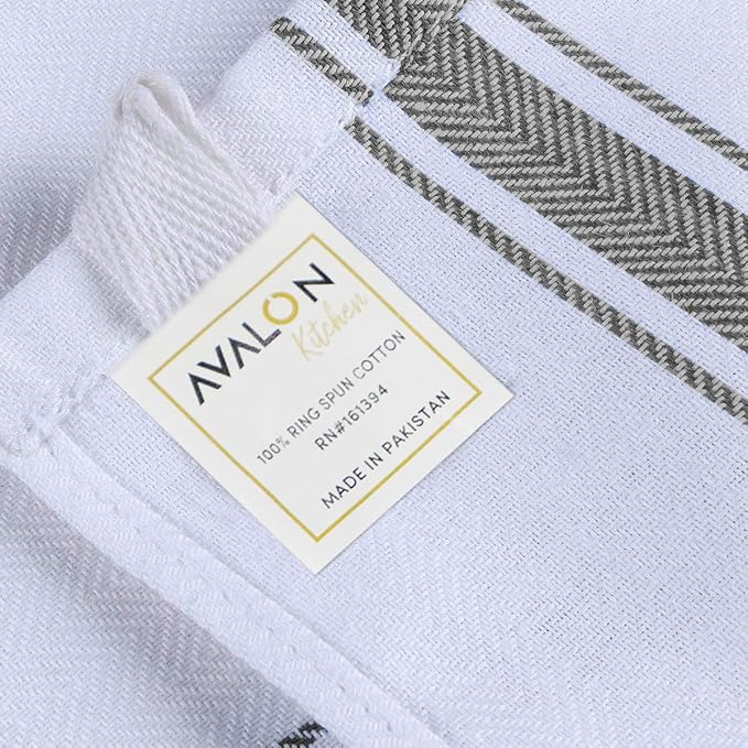 Dish Towels 15 Pack Grey Stripe 100% Cotton Kitchen Towel 15x25 Inch Tea Towels - Image 7