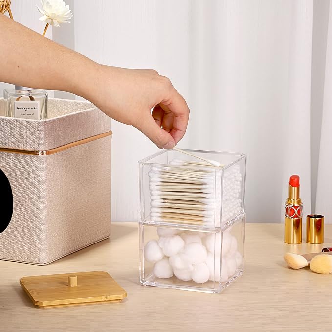 Hipiwe Clear Q-tip Dispenser Holder Acrylic Bathroom Containers - Image 7