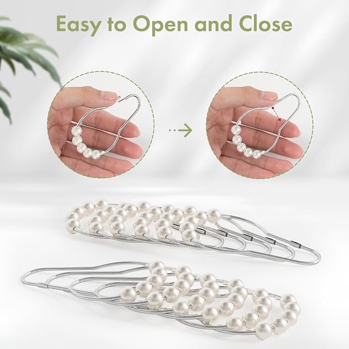 White Shower Curtain Hooks, Shower Curtain Hooks, Decorative Stainless Steel - Image 5