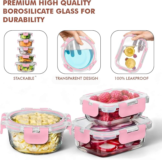 Razab 30 PC Glass Food Storage Containers - Image 7
