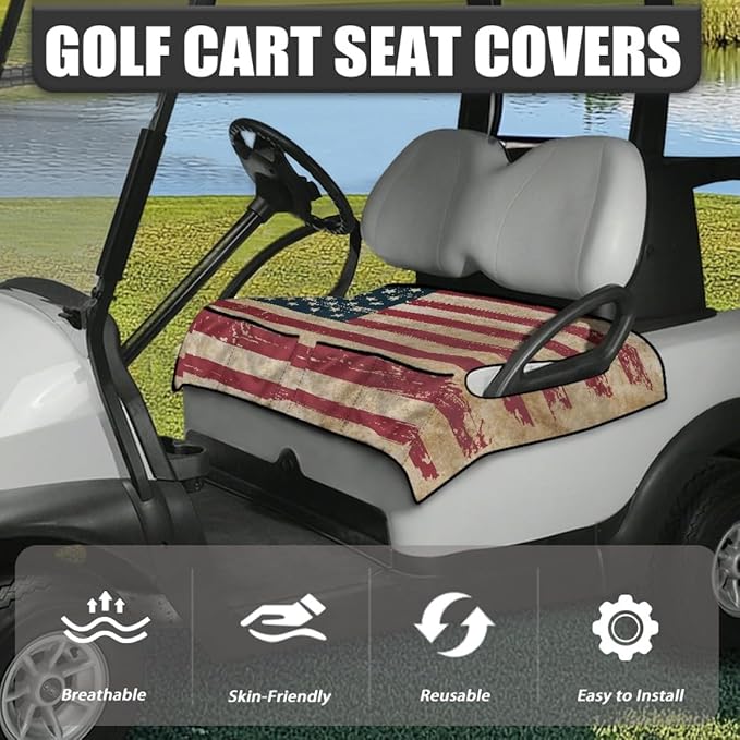 Golf Cart Seat Cover Cushion Made from Soft Microfiber Fabric, Designed to Absorb Sweat and Protect Seats During Outdoor Use