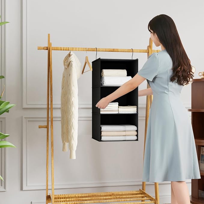 Hanging Closet Organizer 3-Shelf, Oxford Fabric Wardrobe Storage, shoes & - Image 9