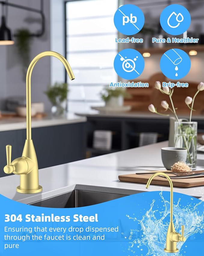 Hibbent Drinking Water Faucet for Bar and Kitchen Sink, Stainless Steel Reverse - Image 2