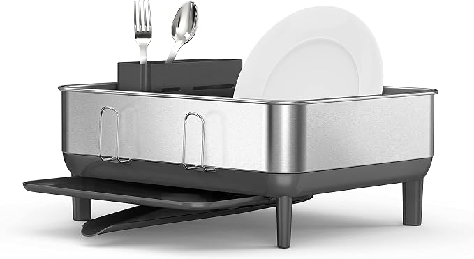 simplehuman Steel Frame Dishrack, Compact Dish Drying Rack - Image 3