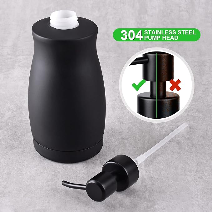 Stainless Steel Countertop Matte Black Soap Dispenser Liquid Bottle - Image 2