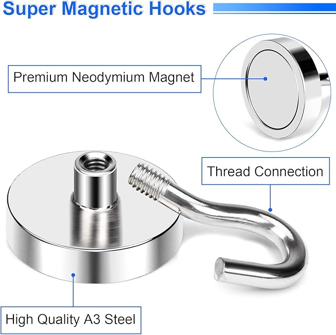 DIYMAG Magnetic Hooks, 85lbs Heavy Duty Magnets - Image 3