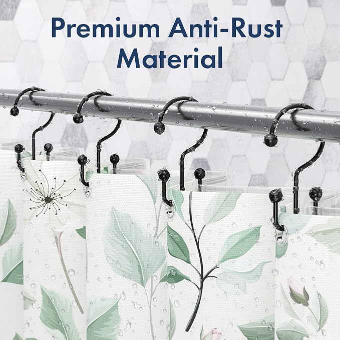Bathway Shower Curtain Hooks Matte Black Shower Curtain Rings, Metal Shower - Image 4