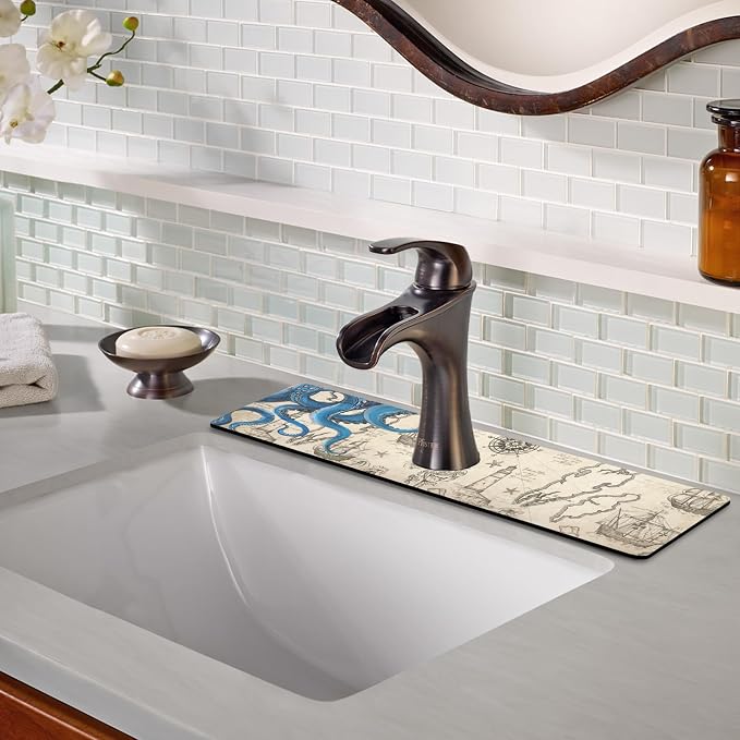 Sink Faucet Absorbing Mat, 2 Pack Drying Mat Around Faucet Sink Splash Guard - Image 7