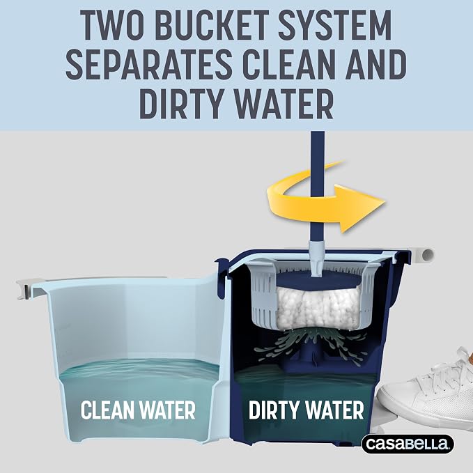 Casabella Spin Mop System with Extra Mop Head Refill - Image 2