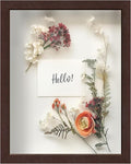 FrameWorks Mahogany Wooden Shadow Box Frame – Soft Felt Back, Tempered Glass, and Included Elegant White Ball Push Pins, 11 Inches x14 Inches