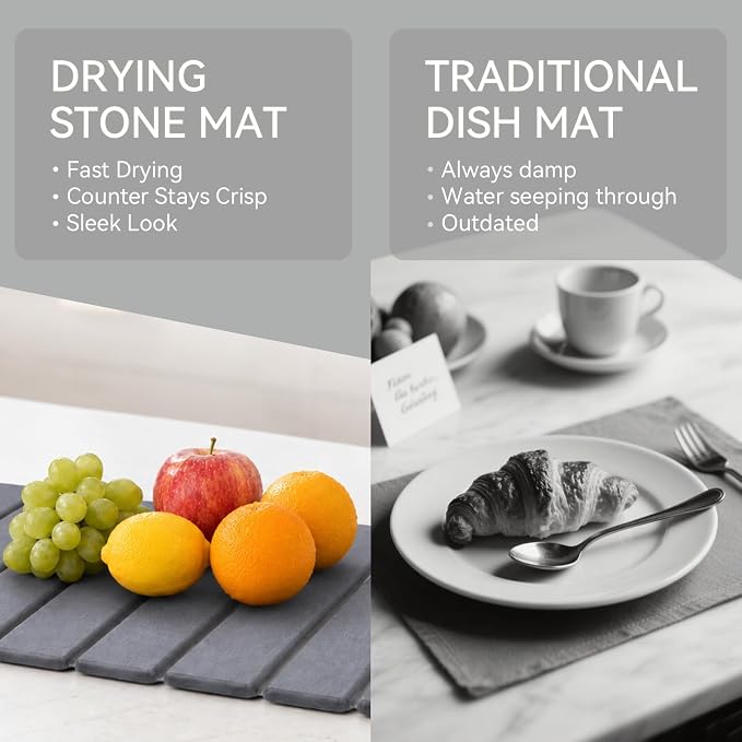 Stone Drying Mat for Kitchen Counter, Drying Matt Kitchen Counter, Quick Dry - Image 6