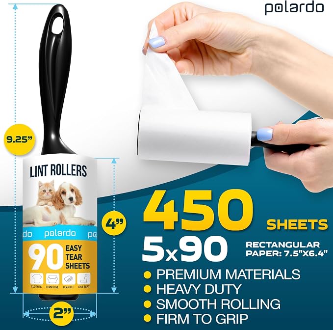 Lint Rollers for Pet Hair, Sticky Remover for Couch, Furniture and Carpet - Image 2