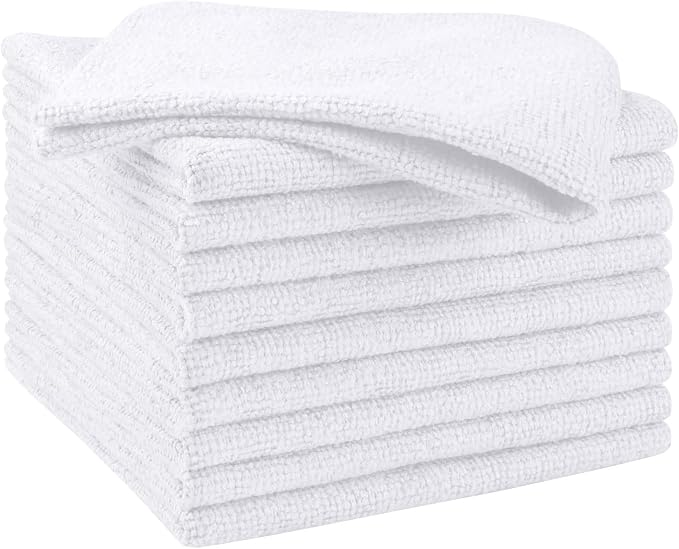 HOMEXCEL White Microfiber Cleaning Cloth 10 PK, Towels by HOMEXCEL