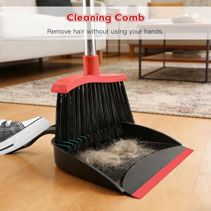 Broom and Step-on Dustpan Set, 59-in Adjustable Long Handle Broom - Image 3