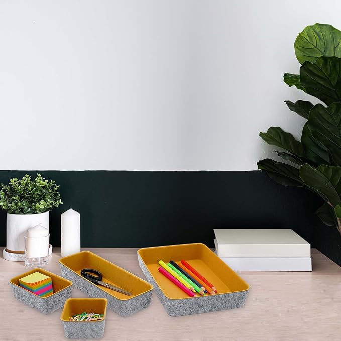 8-Piece Felt Drawer Organizers Curry Desk Tray Makeup Storage - Image 5