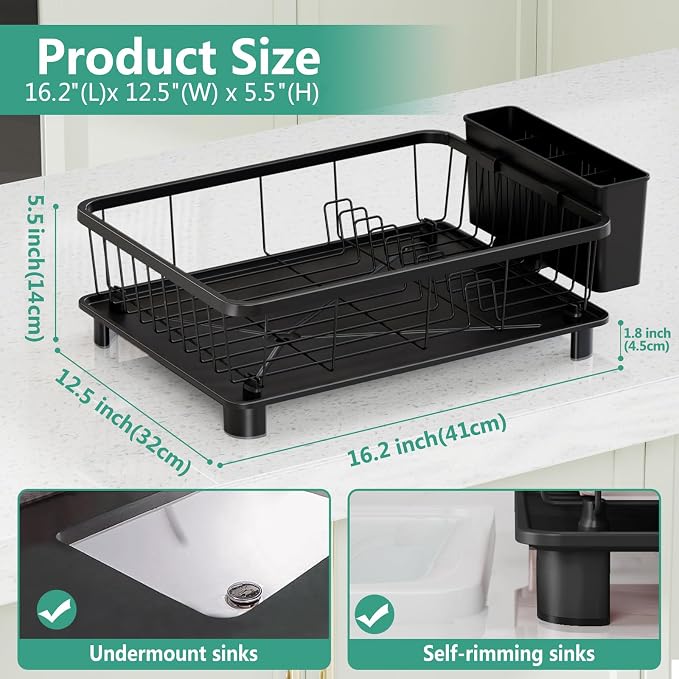 Hiviweer Dish Drying Rack for Kitchen Counter, 16.2" L x 12.5" W, Removable - Image 5