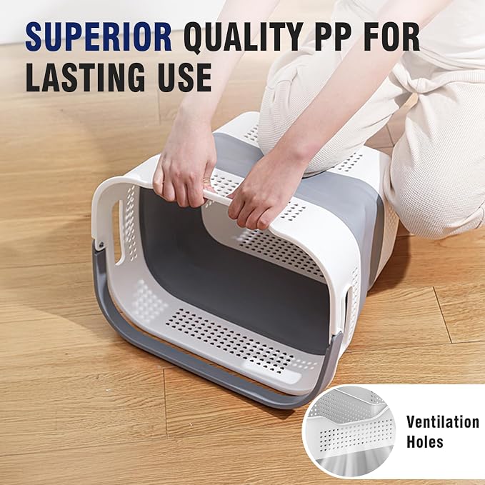 TECHMILLY Collapsible Plastic Laundry Basket Hamper - Image 4