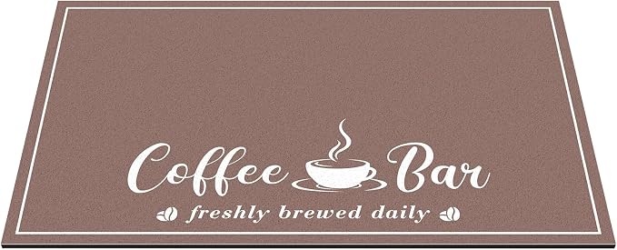 CooRug Fashion Coffee Mat, Dish Drying Mat 12" x 20" Brown | Hide Stain - Image 9