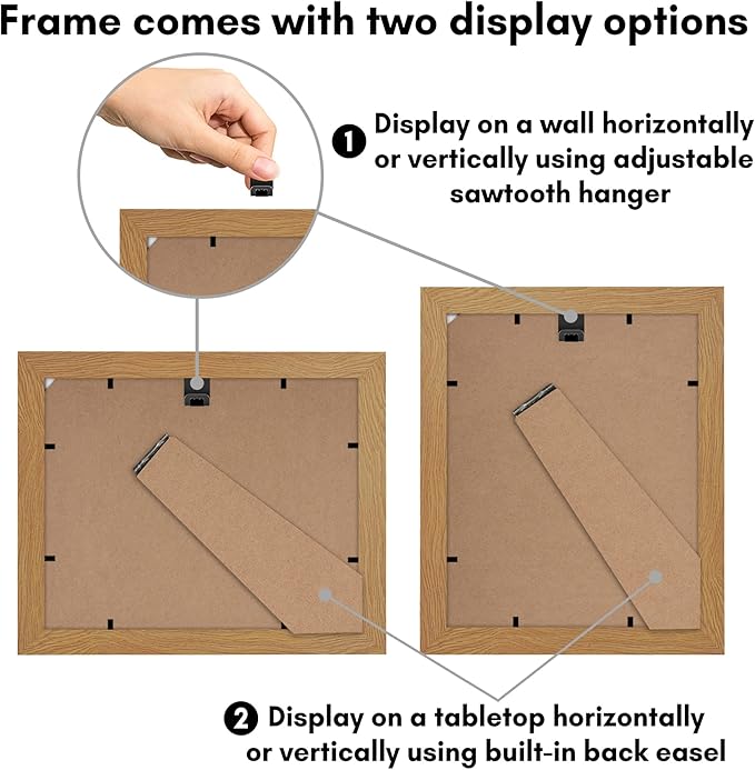 Americanflat 8x10 Picture Frame with Shatter-Resistant Glass - Use as 5x7 Frame with Mat or Display 8x10 Photo Without Mat - Signature Collection - Picture Frames for Tabletop and Wall - Dark Oak
