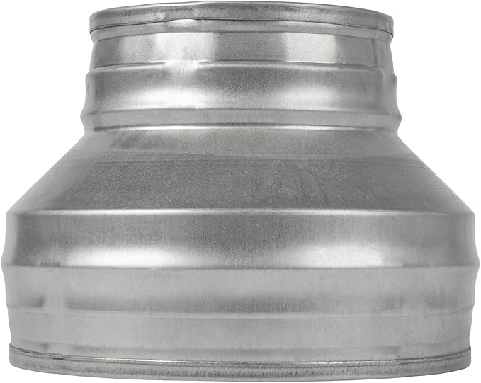 6" to 4" Inch Round Duct Reducer - Male Fit Galvanized Steel Pipe Increaser - Coupling for Round Duct Ventilation Systems - Heating & Cooling