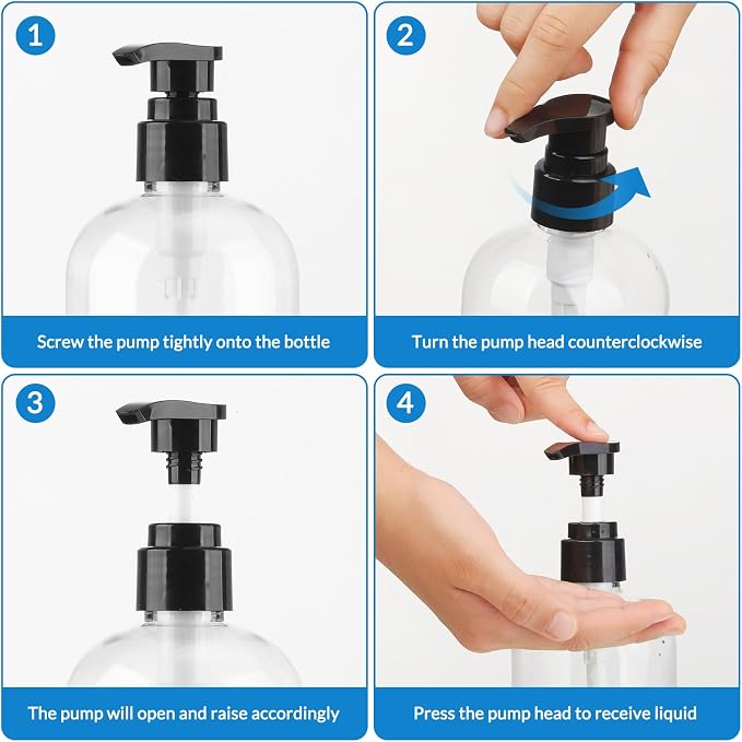 Empty Pump Bottles Dispenser 2 Pack 300ml/10.15oz. Clear Plastic Pump Bottle - Image 5