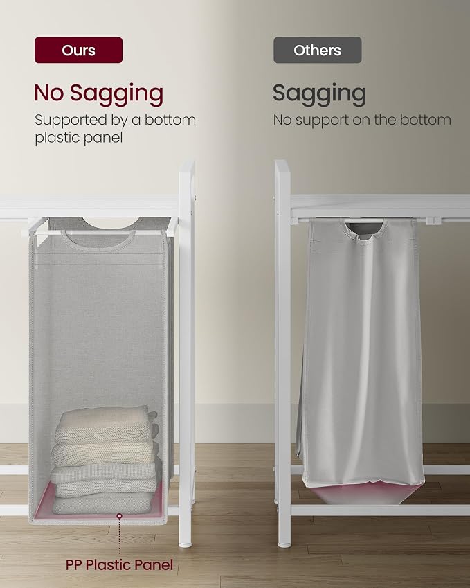 VASAGLE Laundry Hamper with Shelf, 3 Pull-Out Bags, 3 x 10.6 Gallons - Image 5