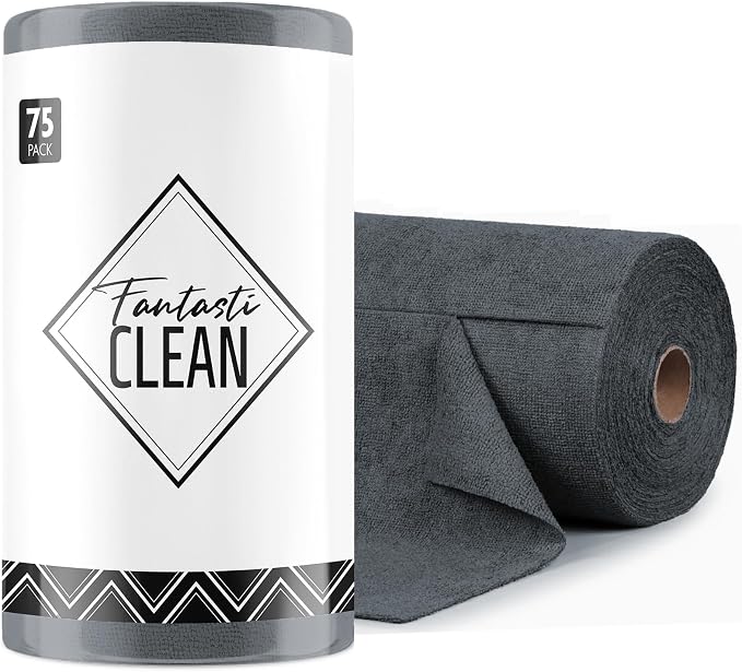 Fantasticlean Microfiber Cleaning Cloth Roll- 75 Sheets, Tear-away Microfiber by Fantasticlean
