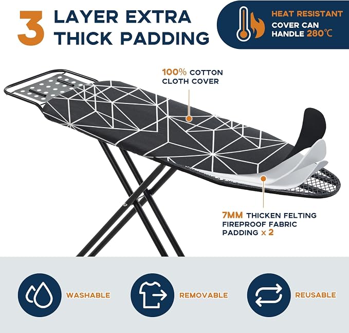RAINHOL Ironing Board 43x13, Compact Full Size Iron Board Black - Image 3
