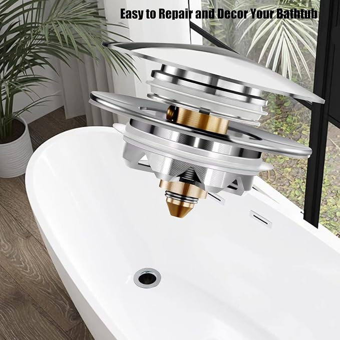 Anlige Bathtub Drain Stopper, Pop Up Tub Stopper and Cover, Bottom - Image 6