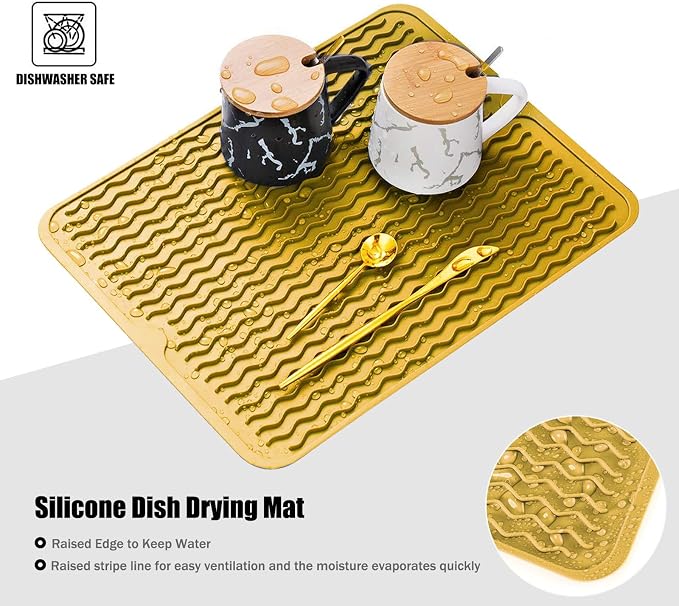 Silicone Dish Drying Mat, Non-Slip Easy Clean Sink Mat, Large Heat-resistant - Image 3