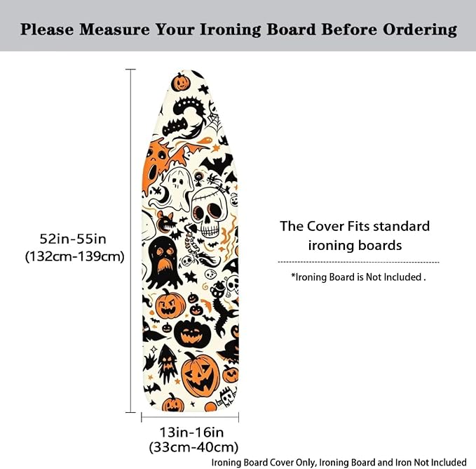 Halloween Iron Board Cover Skull Pumpkin Ironing Board Cover and Pad Soft Stain - Image 5