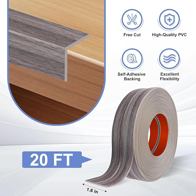 Wall Corner Protector Moulding Trim Peel and Stick Wall Corner Guards Trim Flexible Self Adhesive Edge Protector Moulding, 1.6 in x 20 Ft, Brown Walnut Wood