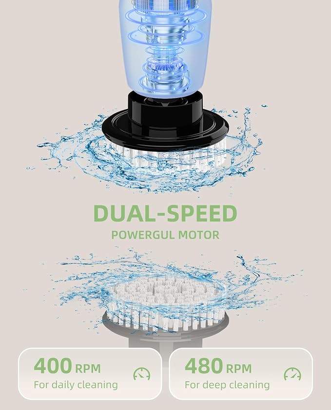 Cordless Electric Spin Scrubber, 8-in-1 Bathroom Cleaner | Bathroom scrubber - Image 2