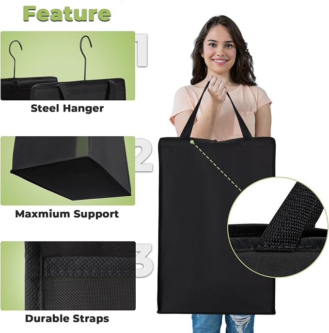 FENTEC Hanging Laundry Hamper，2 Pack Black Hanging Laundry Basket - Image 3