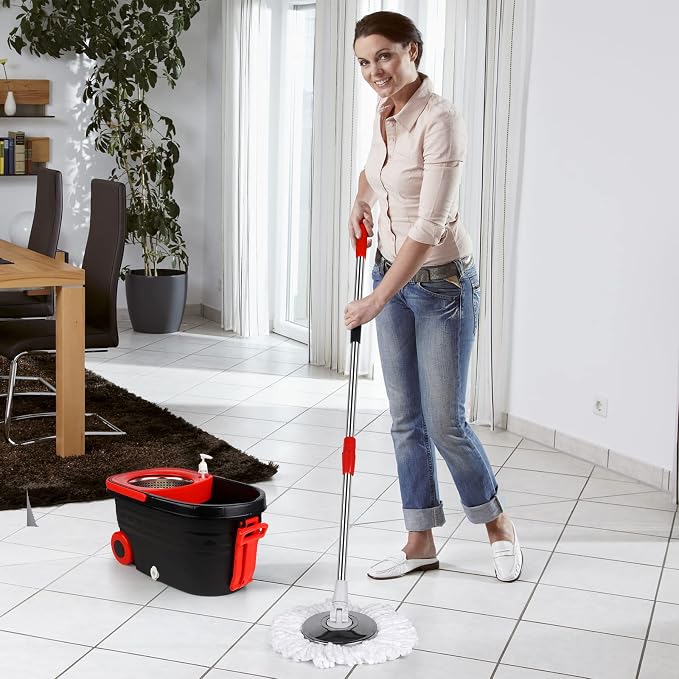 Spin Mop and Bucket with Wringer Set on Wheels, 3 Mop Heads - Image 7