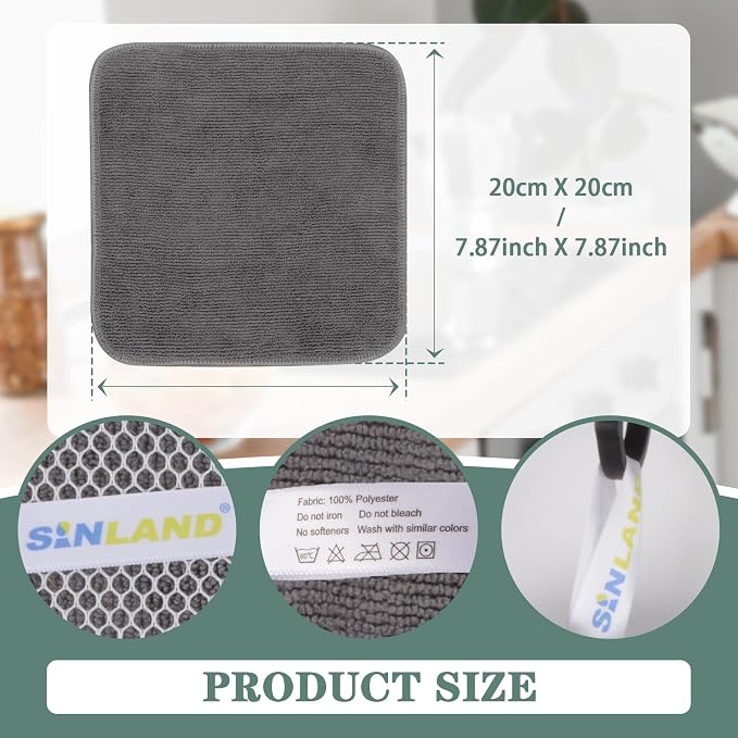SINLAND Dish Cloth for Washing Dishes Kitchen Washcloth Cleaning Cloth - Image 2