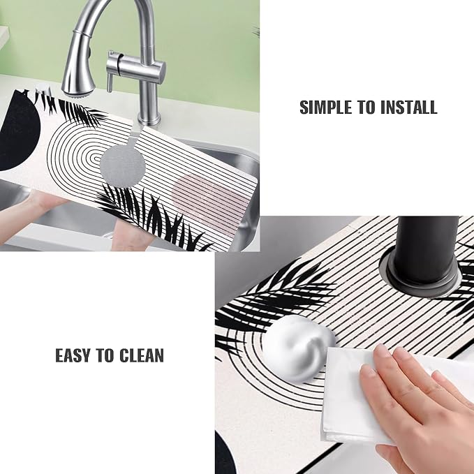 Sink Faucet Absorbing Mat, 2 Pack Drying Mat Around Faucet Sink Splash Guard - Image 4