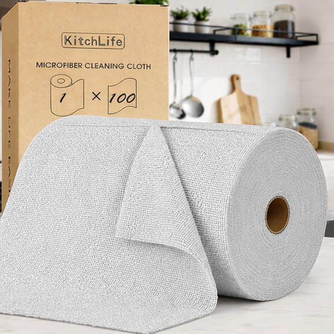 KitchLife Microfiber Cleaning Cloth Roll, 100 Pack by OverDoorHooksKitchenSupplies