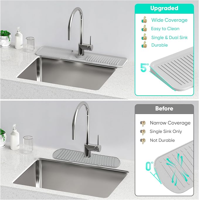 24 Inch Longer Faucet Mat for Kitchen SinkBathroom Kitchen Sink Splash Guard - Image 6